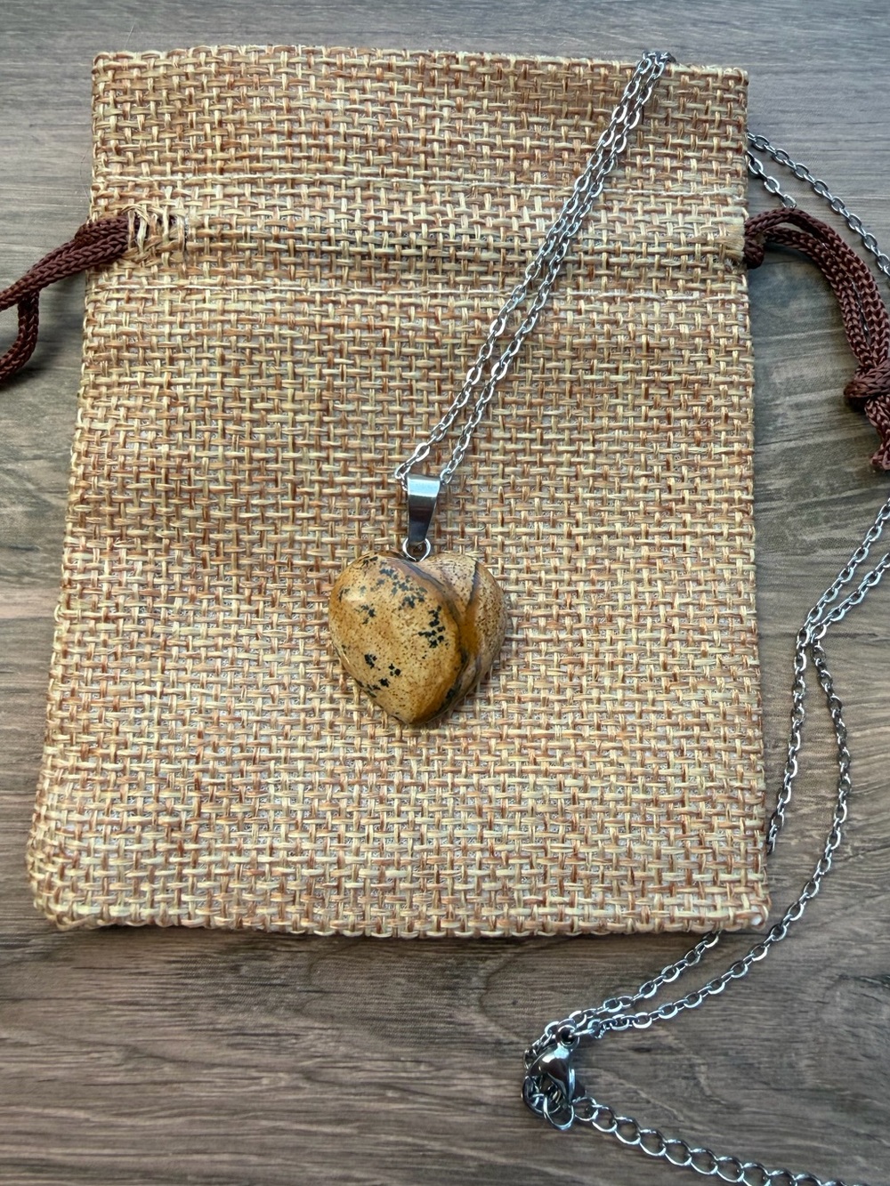 Picture Jasper Heart Necklace Crystal Necklace Picture Jasper Necklace